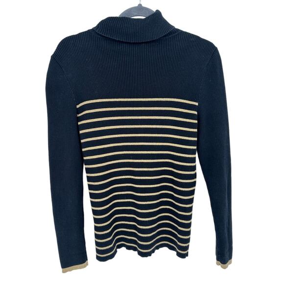 Lauren Ralph Lauren Turtleneck Sweater Black Gold Metallic Winter Comfy Work XL - Picture 2 of 8